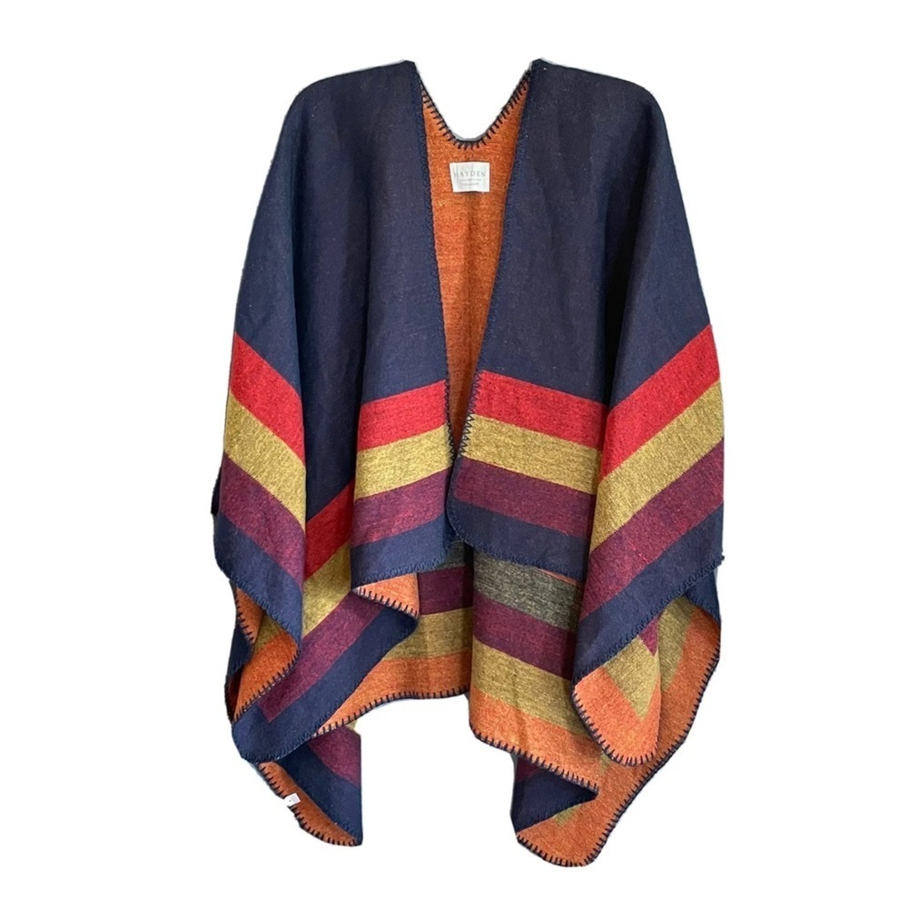 HAYDEN Los Angeles multicolor striped poncho sweater
